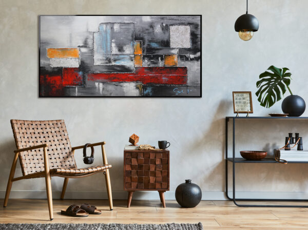 Сірий настінний декор, картина акрилом ручна робота, фактурна картина на полотні, картини для вітальні