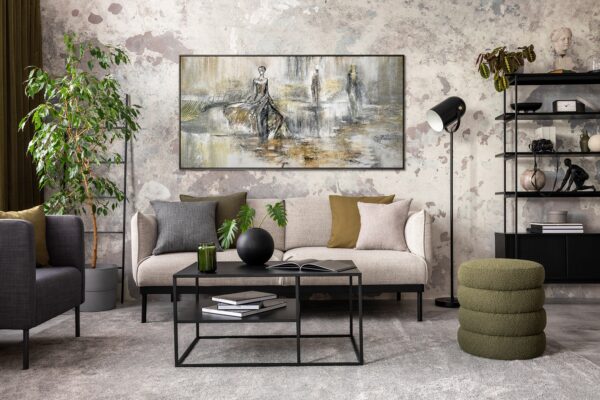 Сучасна картина на стіну, декор для вітальні, настінна картина в оливкових та сірих кольорах, картина із золотою поталю, крафтовий декор для стін