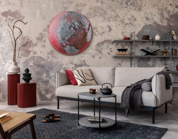 Картина для вітальні, кругла картина на стіну, картина у формі планети, акриловий розпис