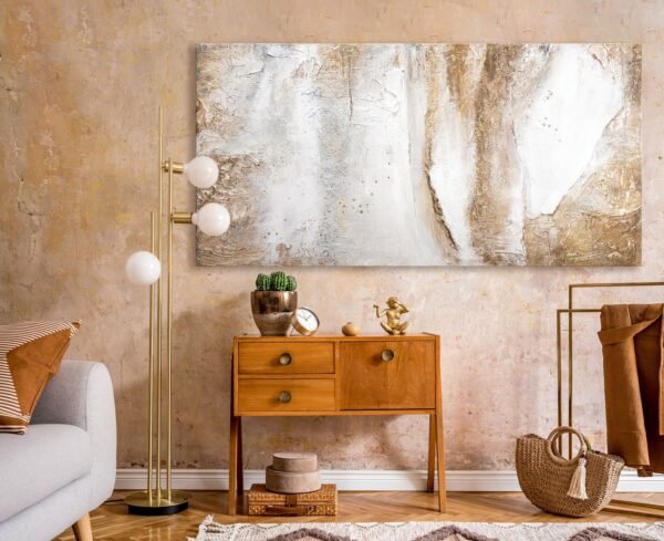 Картина з фактурою в золотих тонах, настінний декор для інтерєру, картина акрилом на полотні, крафтовий декор для стін