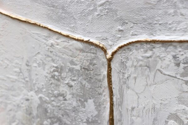 Фактурний настінний декор ручної роботи в сірих та білих кольорах, декор для стін ручної роботи, крафтова картина з золотом