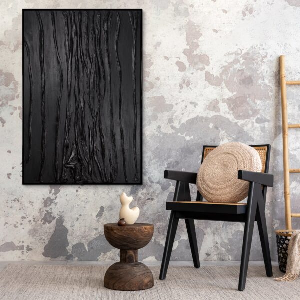 Чорна абстрактна картина на полотні “Оксамит”