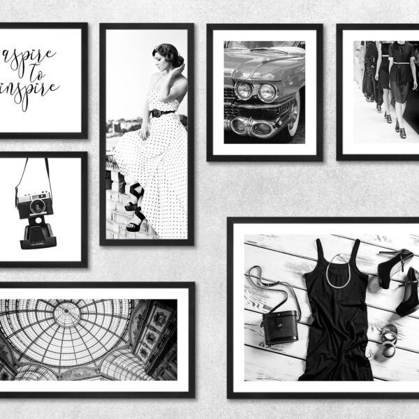Комплект друкованих постерів на полотні з 7 частин “Фешн”