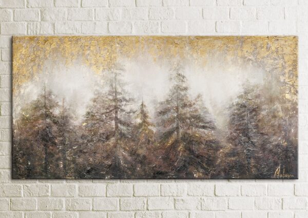 Настінний декор з лісом, велика картина на полотні, картини з лісом, декор для стін, фактурна картина